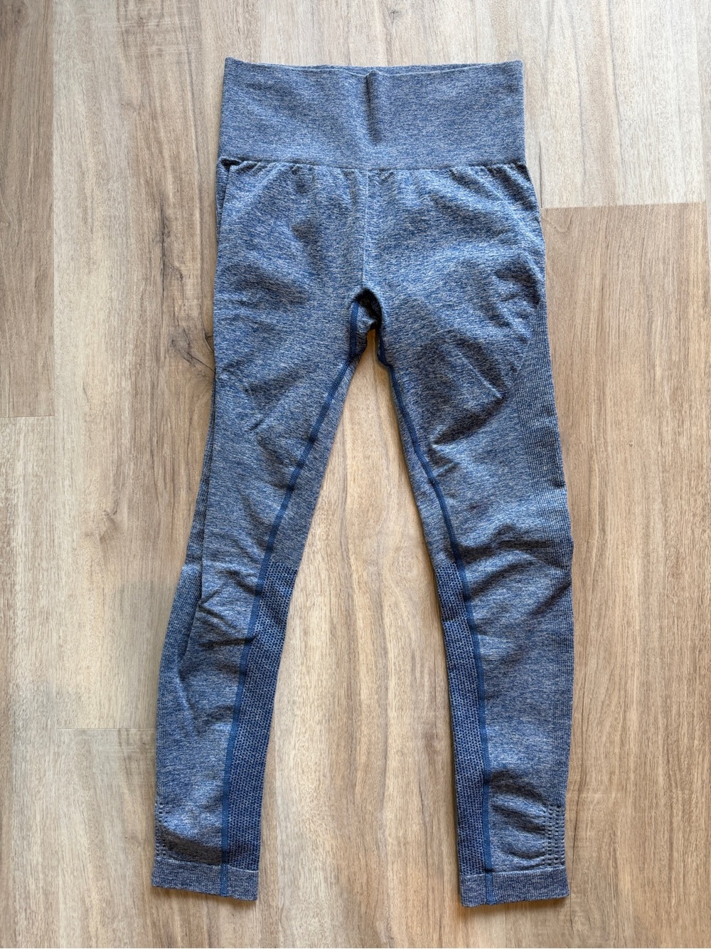Seamless High-Waisted Contouring Workout Leggings - Heather Blue Marl (Small)